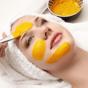 Turmeric superfood face mask for skin inflammation and beauty treatment