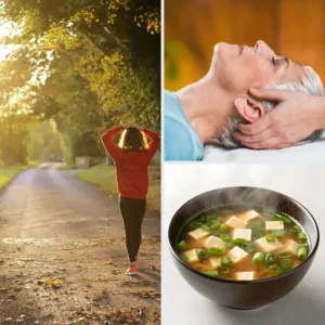 Ayurvedic menopause inflammation rituals: morning walk, head massage, and warm soup for balance