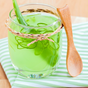 Aloe vera juice to promote digestive health.