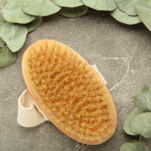 Natural bristle brush for dry brushing to detoxify the skin