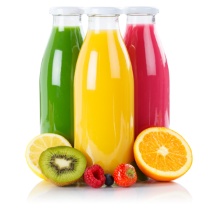 Freshly pressed juices with citrus fruits for a detoxifying breakfast.
