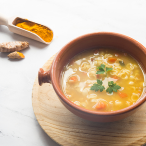 Healthy turmeric soup to promote longevity and reduce inflammation.
