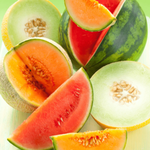 Melons and water-rich Ayurvedic diet fruits for cooling the body.