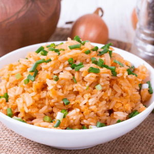 A bowl of rice, supporting gut health