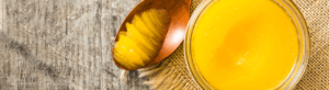 Ayurvedic ghee banner promoting detox and cognitive health